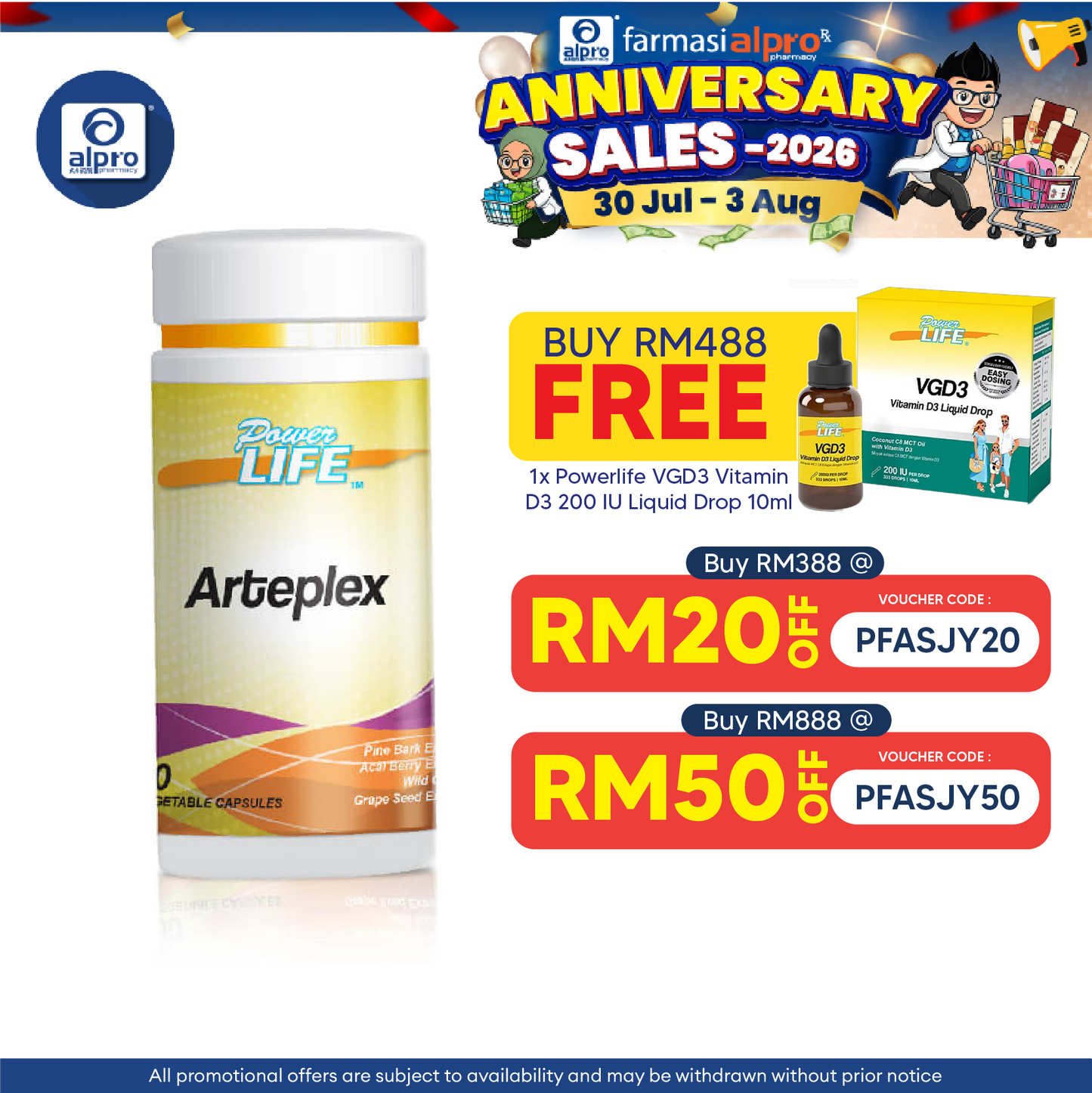 Powerlife Arteplex 330mg 60s Powerlife