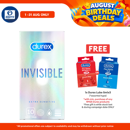 Durex Invisible Extra Thin Extra Sensitive Condom 10s Bonlife