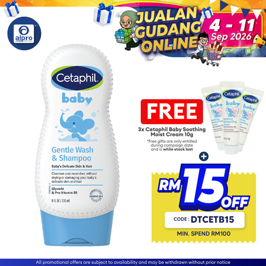 Cetaphil Baby Wash & Shampoo 230ml | Gentle and Mositurize Cetaphil Baby