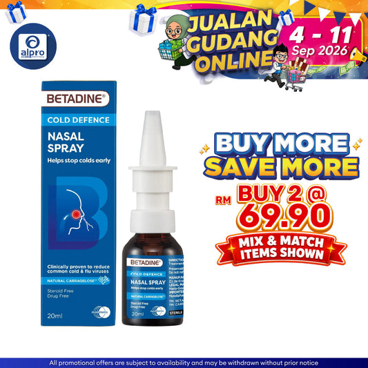 Betadine Cold Defence Nasal Spray 20mL | Reduce Severity of Cold and Flu Yu Yee