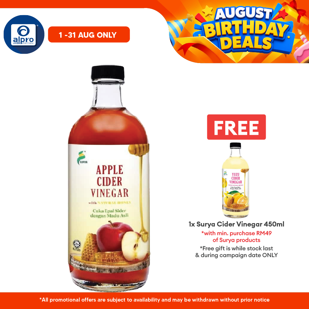Surya Apple Cider Vinegar With Natural Honey 450ml | Aids in Weight Management Surya