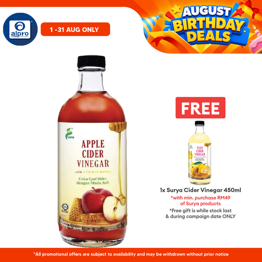 Surya Apple Cider Vinegar With Natural Honey 450ml | Aids in Weight Management Surya