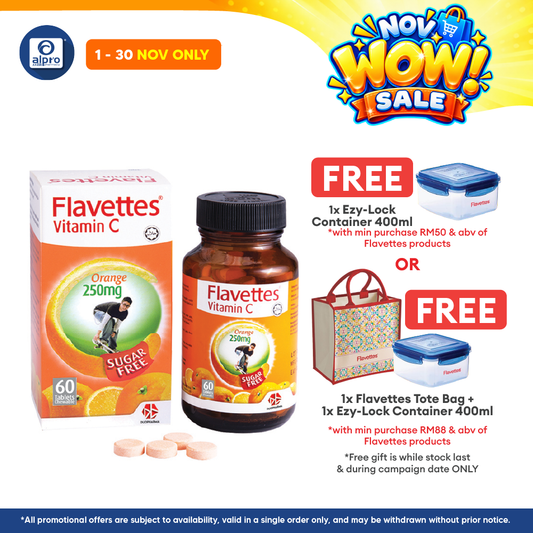 Flavettes Sugar Free Vitamin C 250mg (Orange) 60s | For Adult