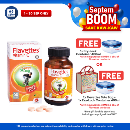 Flavettes Sugar Free Vitamin C 250mg (Orange) 60s | For Adult Flavettes