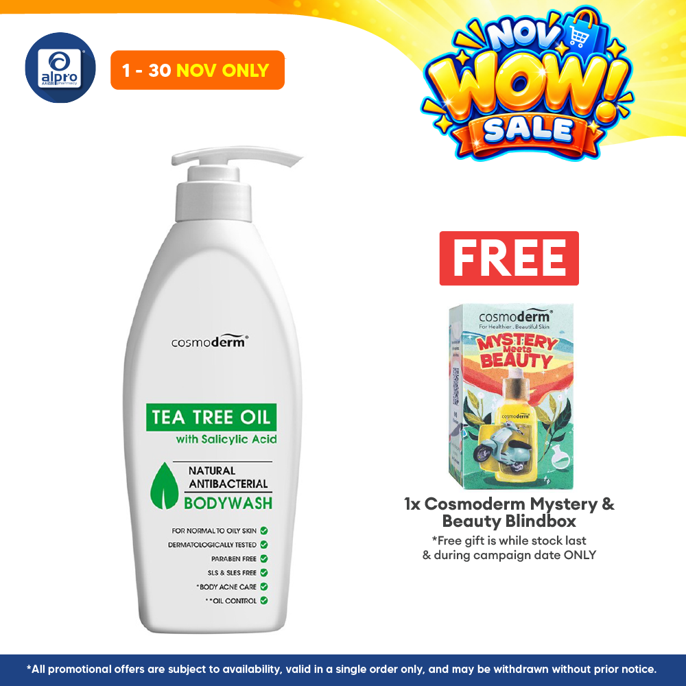 Cosmoderm Tea Tree Oil Shower Gel 500ml | Relieves Pain and Irritated Skin