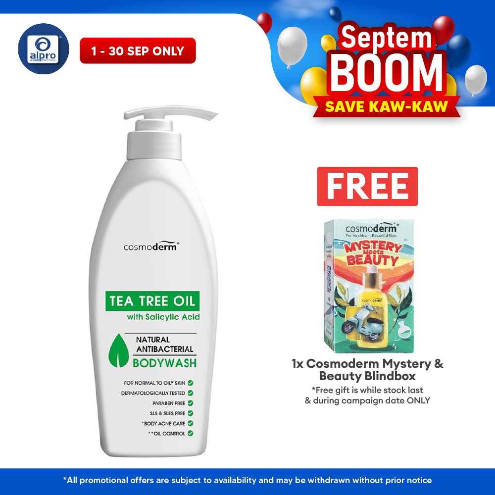 Cosmoderm Tea Tree Oil Shower Gel 500ml | Relieves Pain and Irritated Skin Cosmoderm