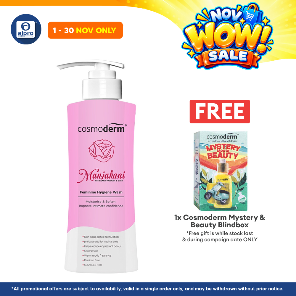 Cosmoderm Manjakani Hygiene Wash 375ml | Gentle Intimate Care