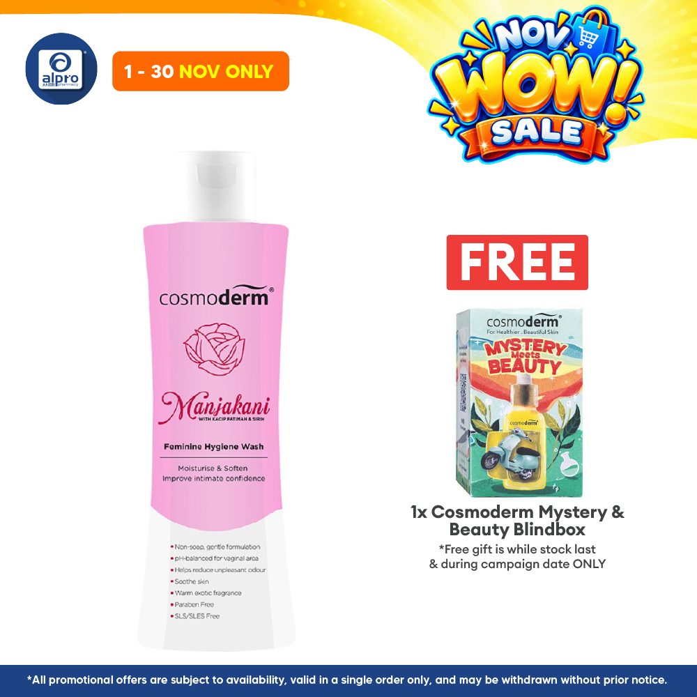 Cosmoderm Manjakani Feminine Hygiene Wash 150ml | Reduce Unpleasant Odour
