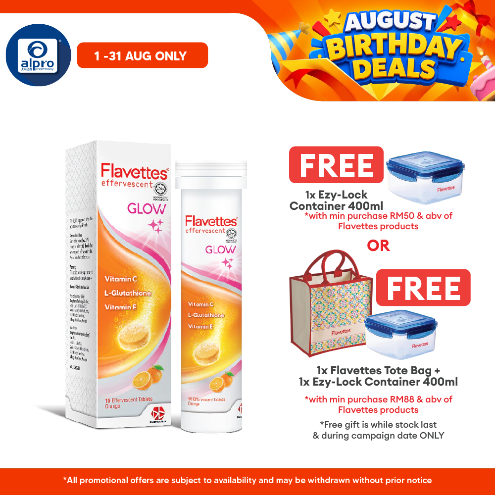 Flavettes Glow Effervescent Vitamin C 15s | Skin Brightening Flavettes