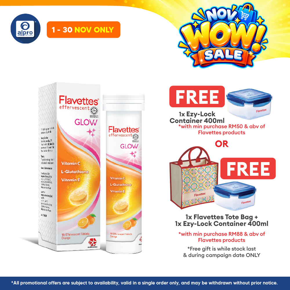 Flavettes Glow Effervescent Vitamin C 15s | Skin Brightening