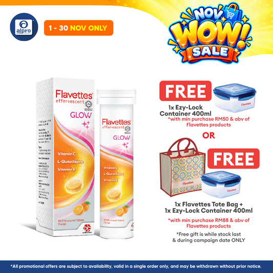 Flavettes Glow Effervescent Vitamin C 15s | Skin Brightening