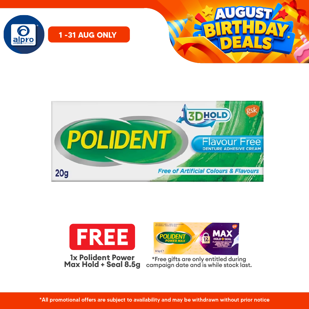 Polident Denture Adhesive Cream Flavour Free 20g | Improve Denture Fit and Comfort Polident