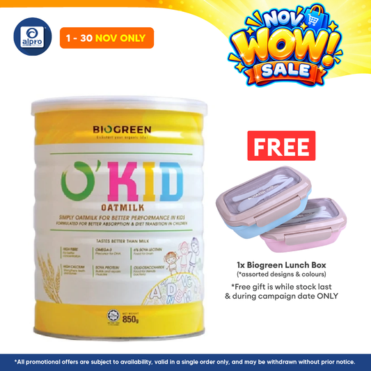 Biogreen O'kid Oatmilk Children's Growing Up Nutrition 850g | For Children Age 1 Year Old & Above