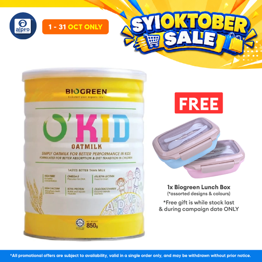 Biogreen O'kid Oatmilk Children's Growing Up Nutrition 850g | For Children Age 1 Year Old & Above