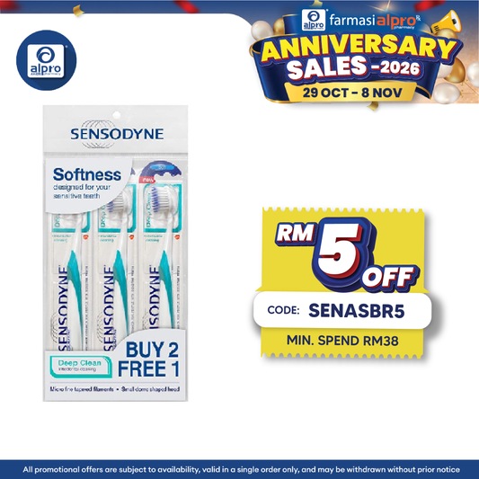 Sensodyne Deep Clean Toothbrush Soft 3s | Helps Prevent Cavities and Bad Breath
