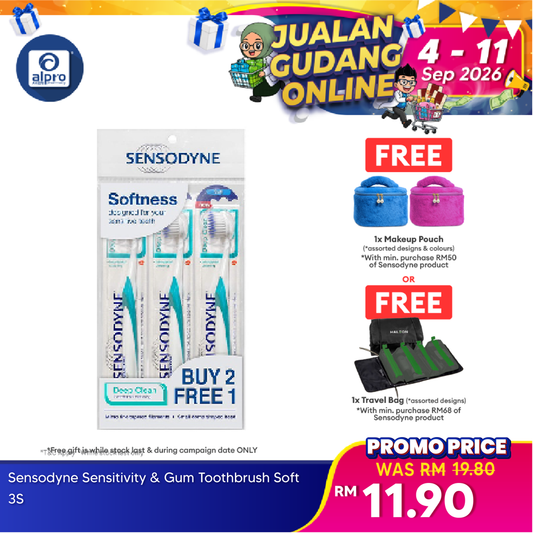 Sensodyne Deep Clean Toothbrush Soft 3s | Helps Prevent Cavities and Bad Breath Sensodyne