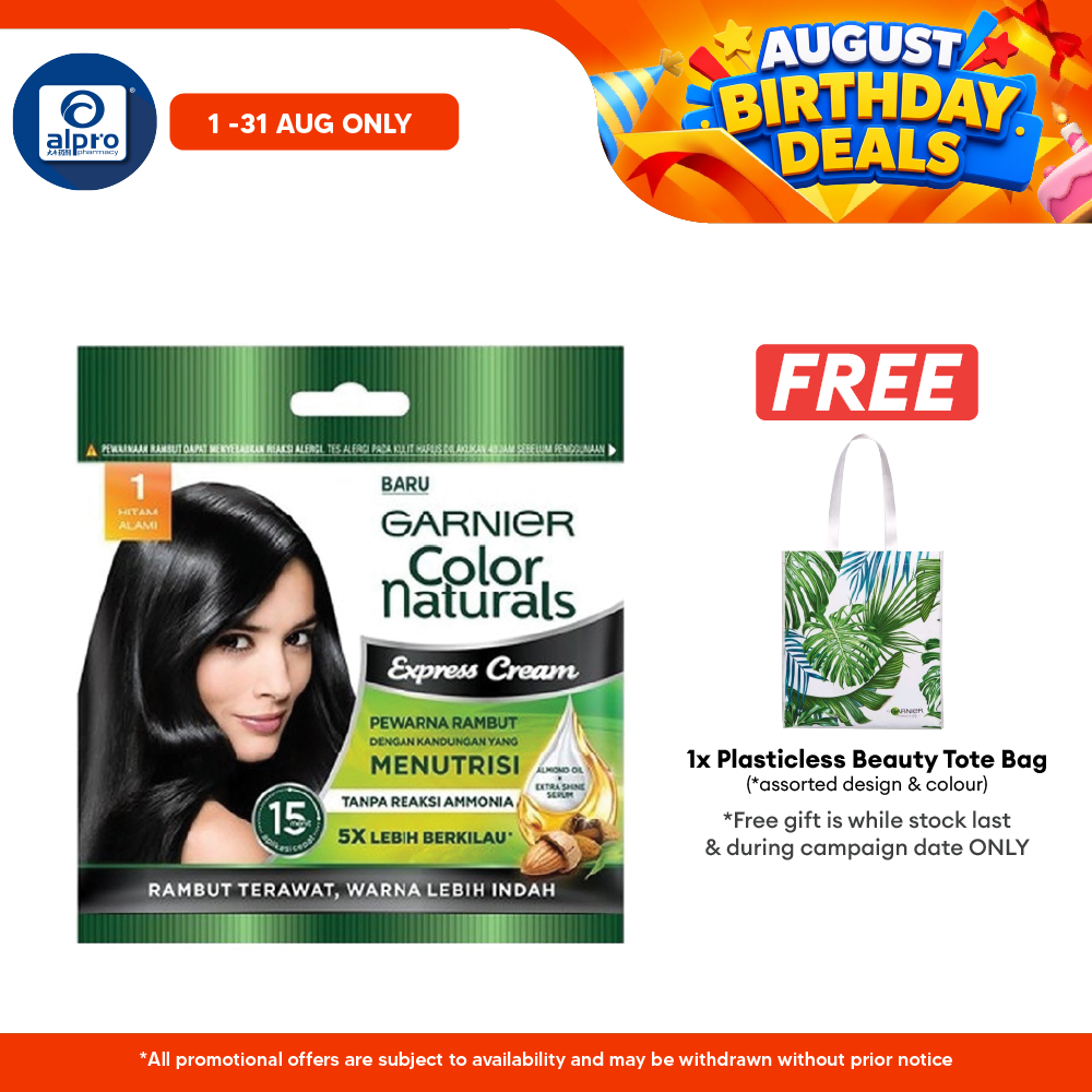 Garnier Colour Naturals Express Cream 1.0 Hitam Alami 20ml+20g Alpro Pharmacy