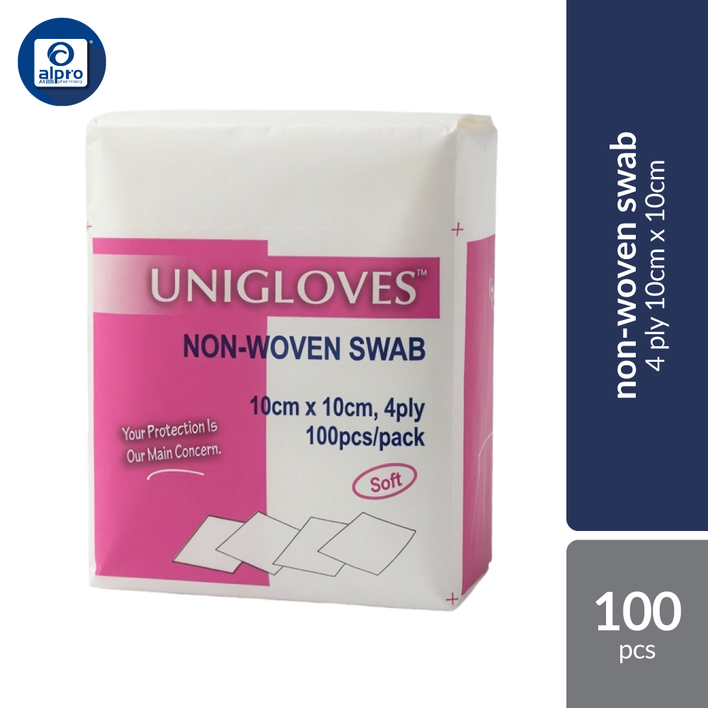 Unigloves Non-woven Swab 10cmx10cmx4ply 100s Unigloves