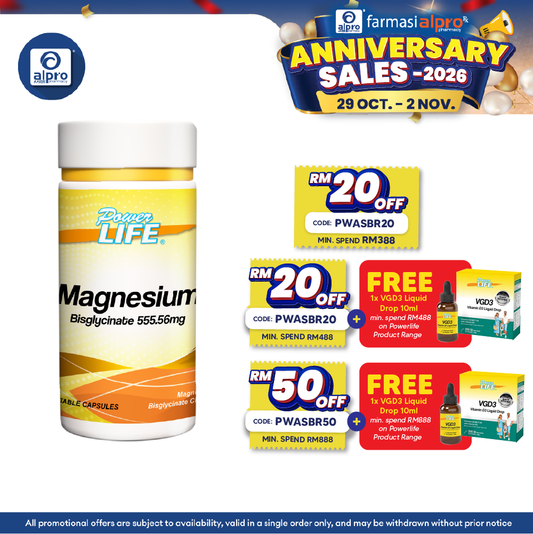 Powerlife Magnesium 555.56mg 60s
