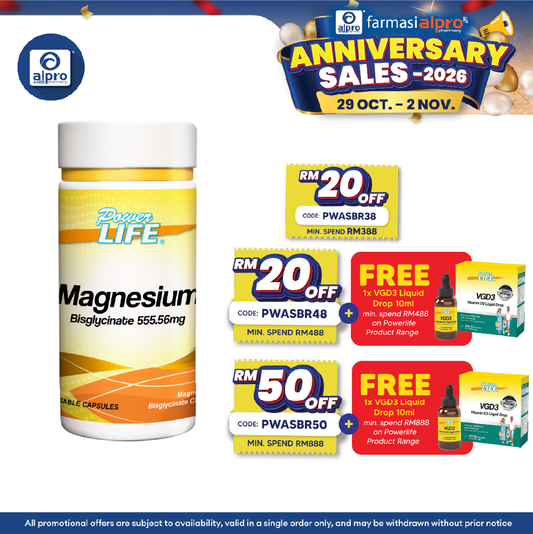 Powerlife Magnesium 555.56mg 60s