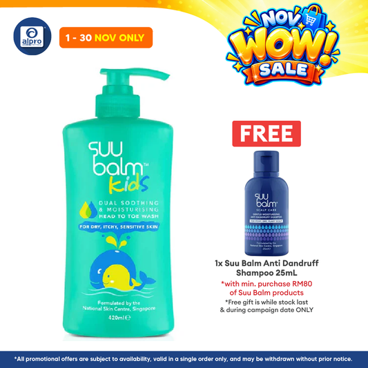 Suu Balm Kids Soothing & Moisturising Head To Toe Wash 420ml