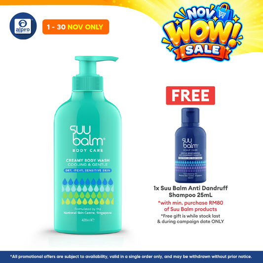 Suu Balm Cooling & Moisturising Cream Body Wash 420ml | For Sensitive and Dry Skin