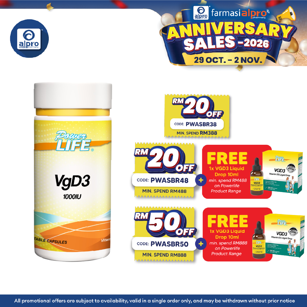 Powerlife Vitamin D3 (VgD3) 1000IU 60s | Daily Support