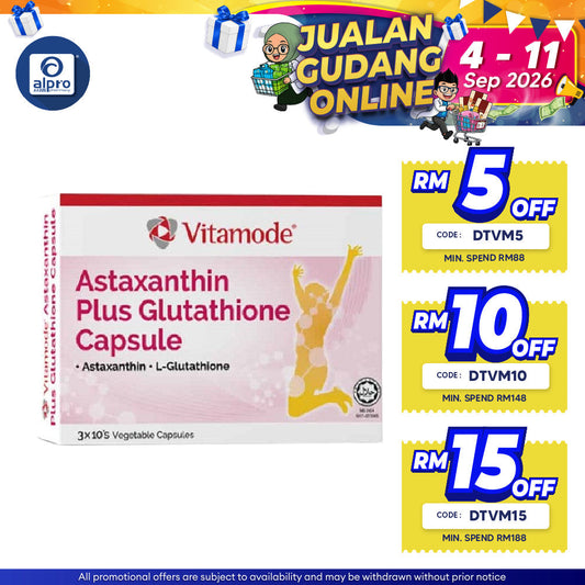Vitamode Astaxantin Plus Glutathione 3mg/100mg Capsule 3x10s | Daily Supplement Vitamode