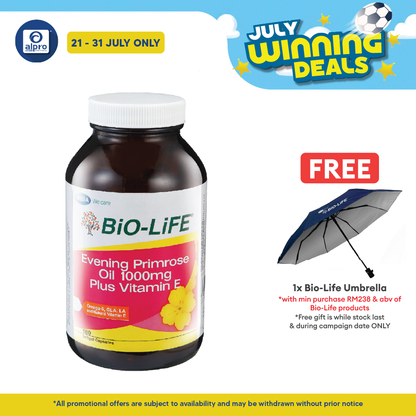Bio-life Evening Prime Rose 1000mg Plus Vitamin E 180s | Women's Health Bio-life