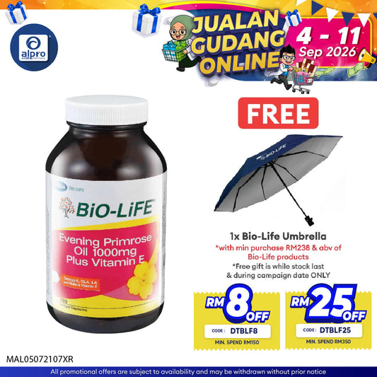 Bio-life Evening Prime Rose 1000mg Plus Vitamin E 180s | Women's Health Bio-life
