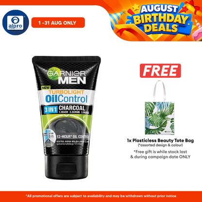 Garnier Men Turbolight Oil Control 3in1 Charcoal Foam 100g Alpro Pharmacy