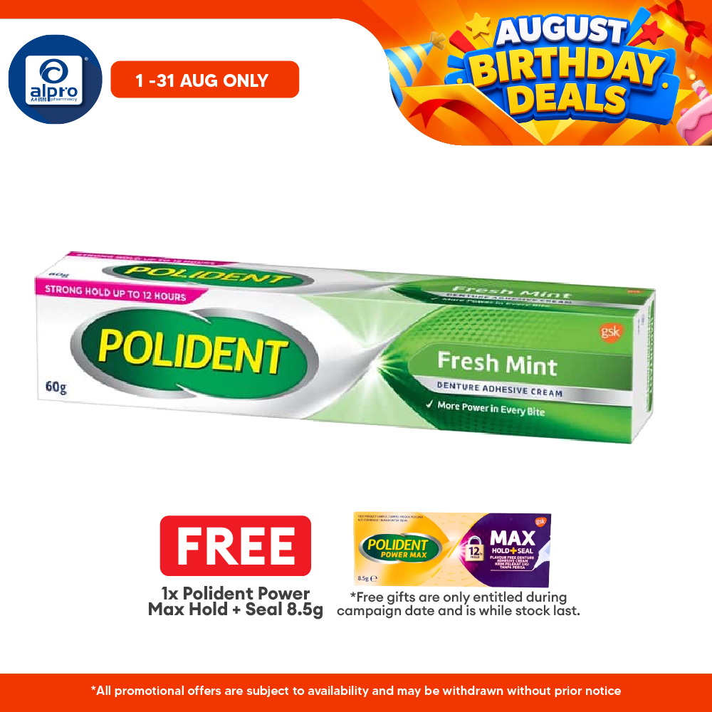 Polident Fresh Mint Denture Adhesive Cream 60g Polident