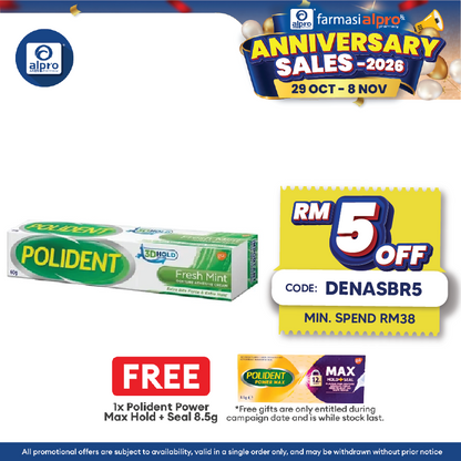 Polident Fresh Mint Denture Adhesive Cream 60g