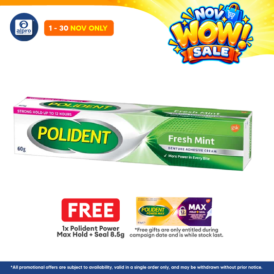 Polident Fresh Mint Denture Adhesive Cream 60g