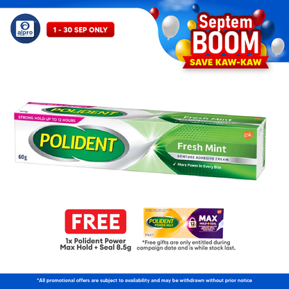 Polident Fresh Mint Denture Adhesive Cream 60g Polident