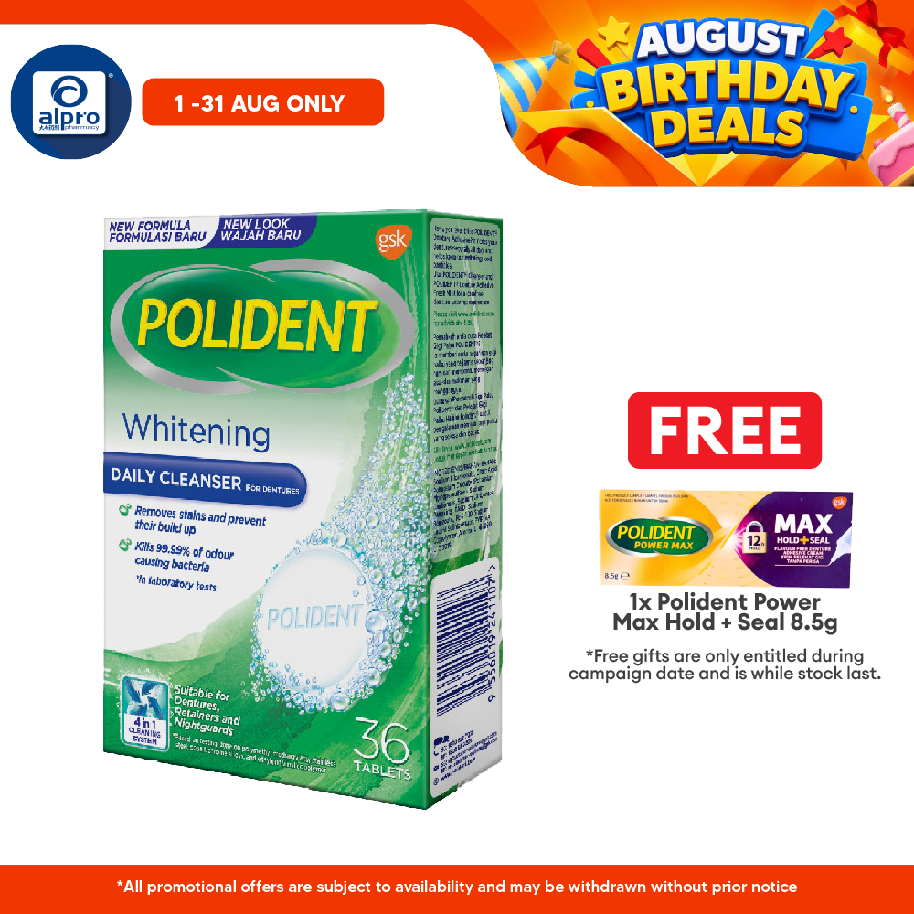 Polident Daily Cleanser For Dentures Whitening 36s (promo) Polident