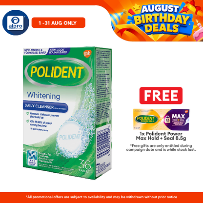 Polident Daily Cleanser For Dentures Whitening 36s (promo) Polident