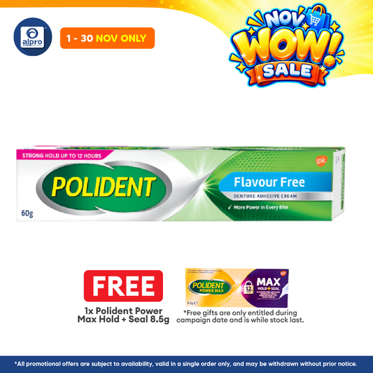 Polident Flavour Free Denture Adhesive Cream 60g | Holds the Denture Firmly