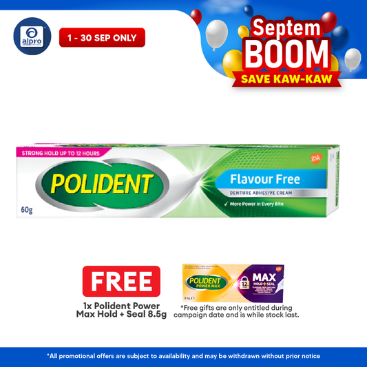 Polident Flavour Free Denture Adhesive Cream 60g | Holds the Denture Firmly Polident