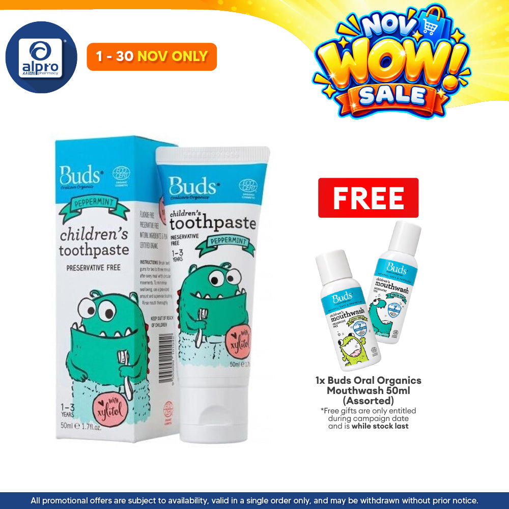 Buds Children Toothpaste Peppermint 50ml | Boost the Defense Capability Against Tooth Decay