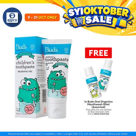 Buds Children Toothpaste Peppermint 50ml | Boost the Defense Capability Against Tooth Decay