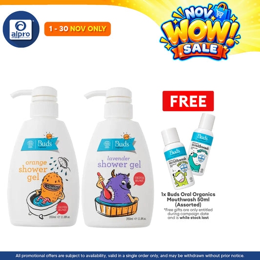 Buds Shower Gel 350ml (Orange/ Lavender) | Hydrates and Cleans Effectively