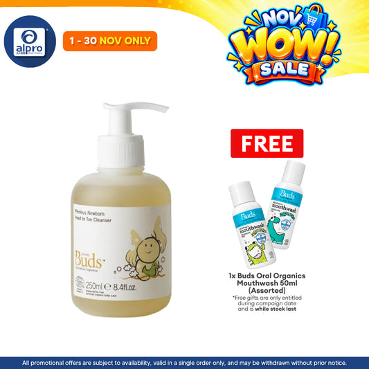 Buds Cherished Organics Precious Newborn Head toToe Cleanser 250ml | Soothe and Hydrates