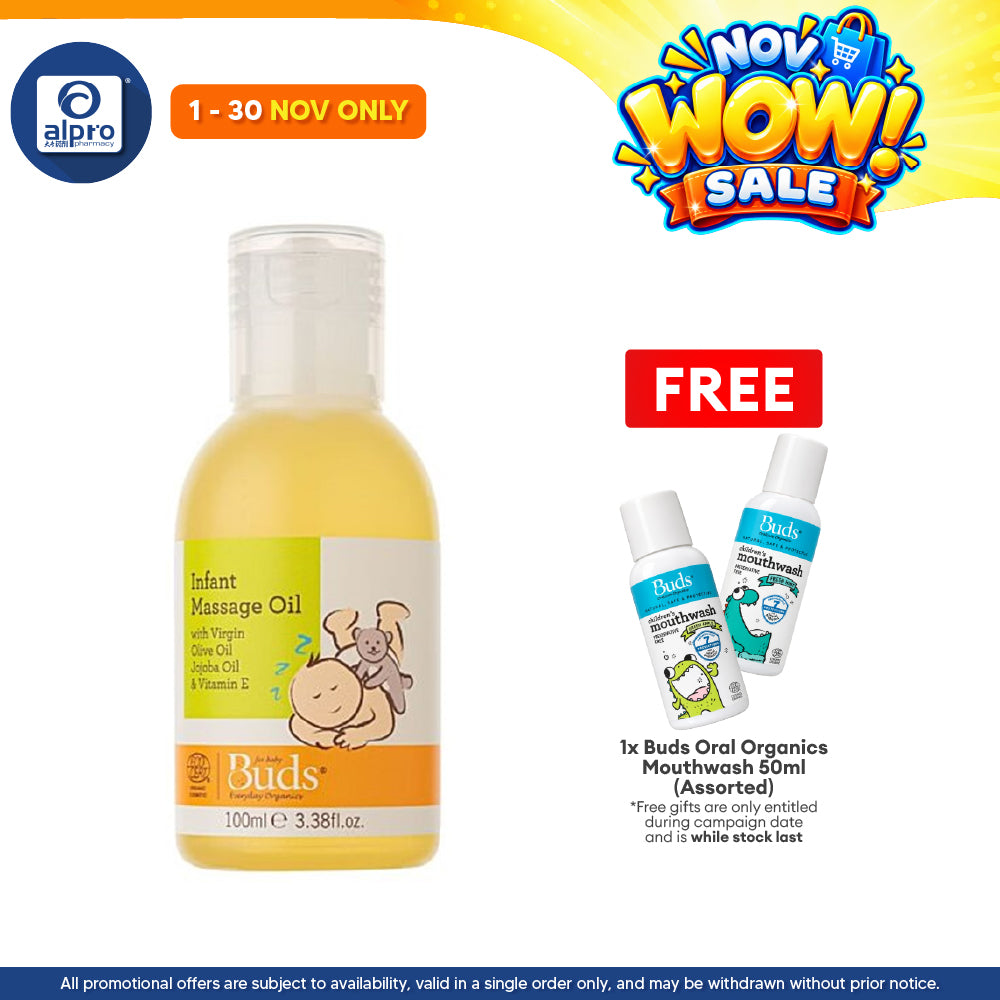Buds Everyday Organics Massage Oil 100ml | Unscented and Easily Absorb