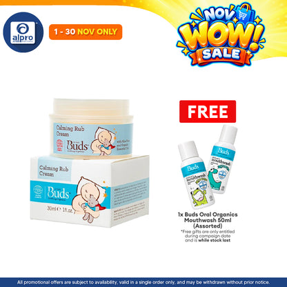 Buds Soothing Organics Calming Rub Cream 30ml | Soothes and Calms Baby Tummy
