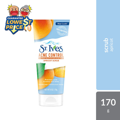St. Ives Apricot Scrub Acne Control 170g | Reduce Acne & Evens Skin Tone St. Ives
