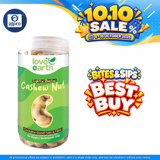 Love Earth Light Roasted Natural Cashew Nut 320g | Protects the Eyes (Lutein & Zeaxanthin)