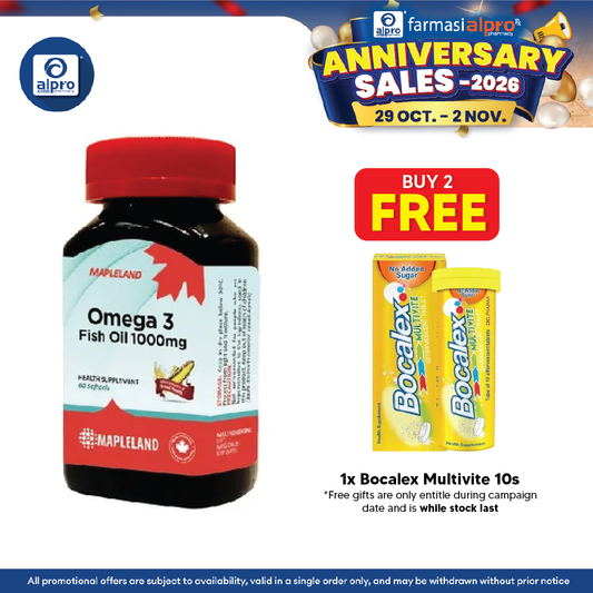 Mapleland Omega 3 Fish Oil 1000mg 60s | Contains 180mg EPA & 120mg DHA