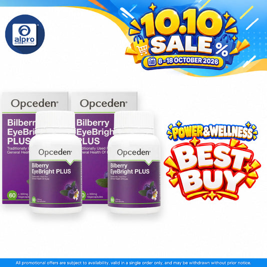 Opceden Bilberry EyeBright PLUS 300mg 2x60s Twin Pack | Promote Blood Circulation to Eye