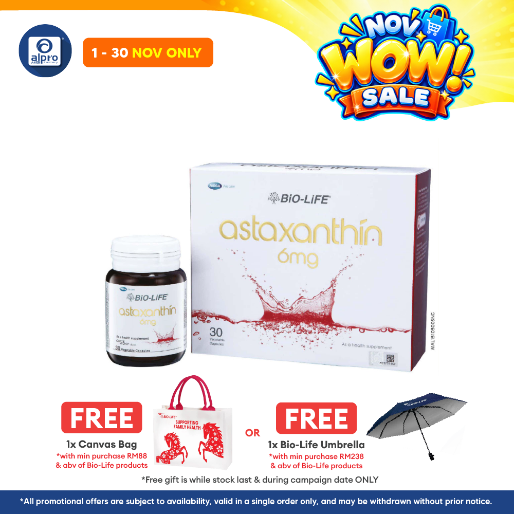 Bio-life Astaxanthin 6mg 30s | Skin Firming & Brightening